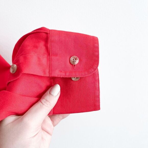 Roper Mens Long-Sleeve Denim Collar Heavyweight Western Shirt Red Size Large - Picture 3 of 9